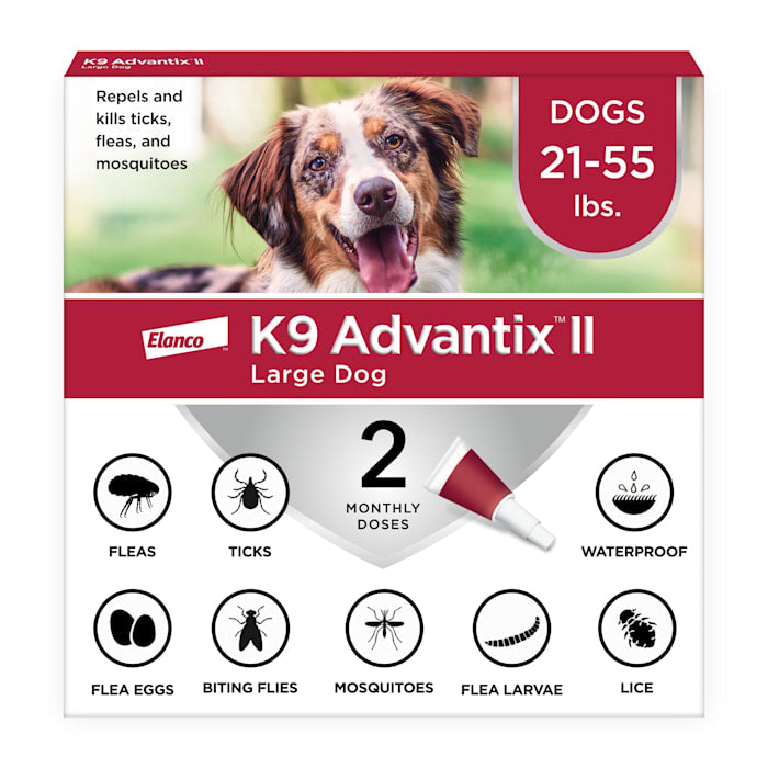 K9 Advantix II Large Dog Flea, Tick & Mosquito Treatment (21-55 lbs) - 2 Doses