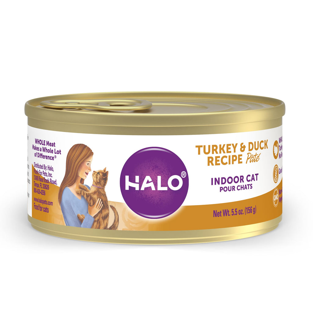 Halo Spot's Pate Grain Free Turkey and Duck Cat Food, 5.5 oz Can