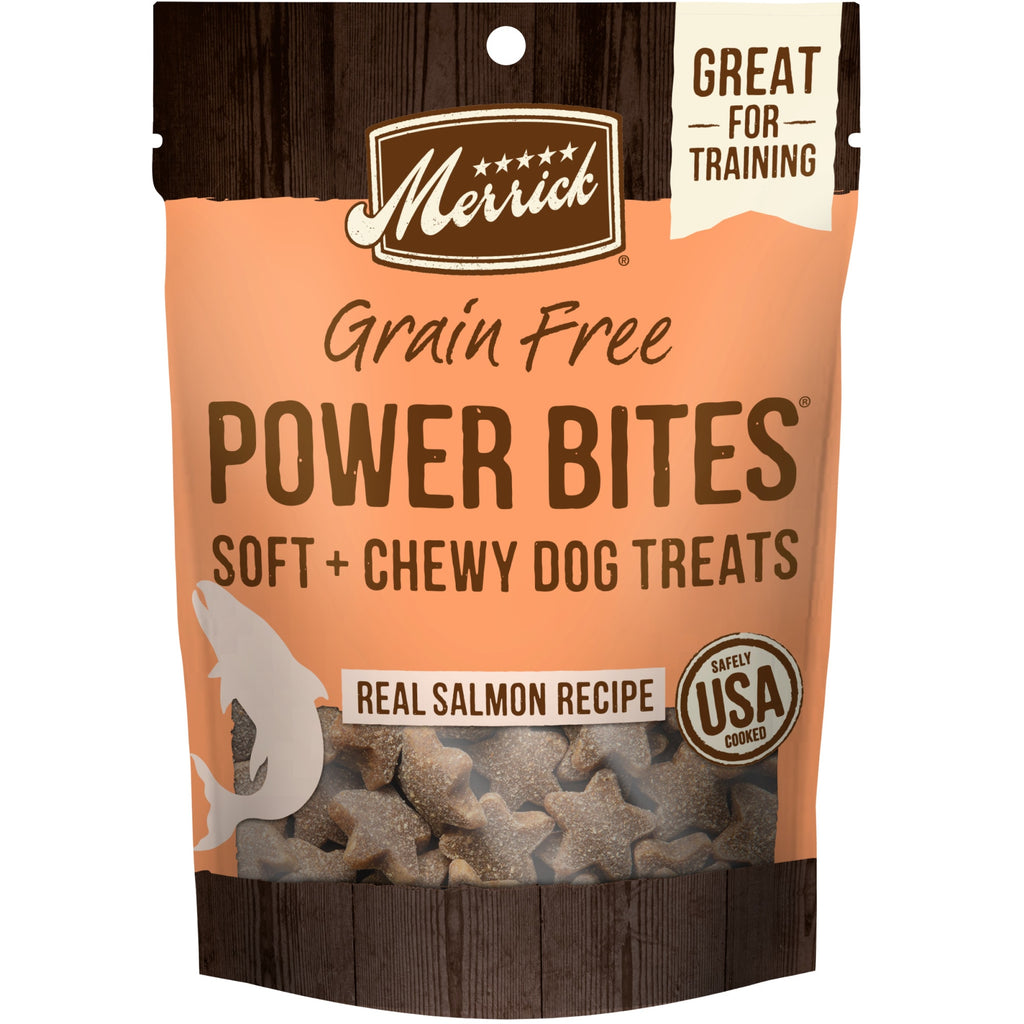 Merrick Power Bites Salmon Recipe Dog Treats, 6 oz - Grain Free, Soft & Chewy