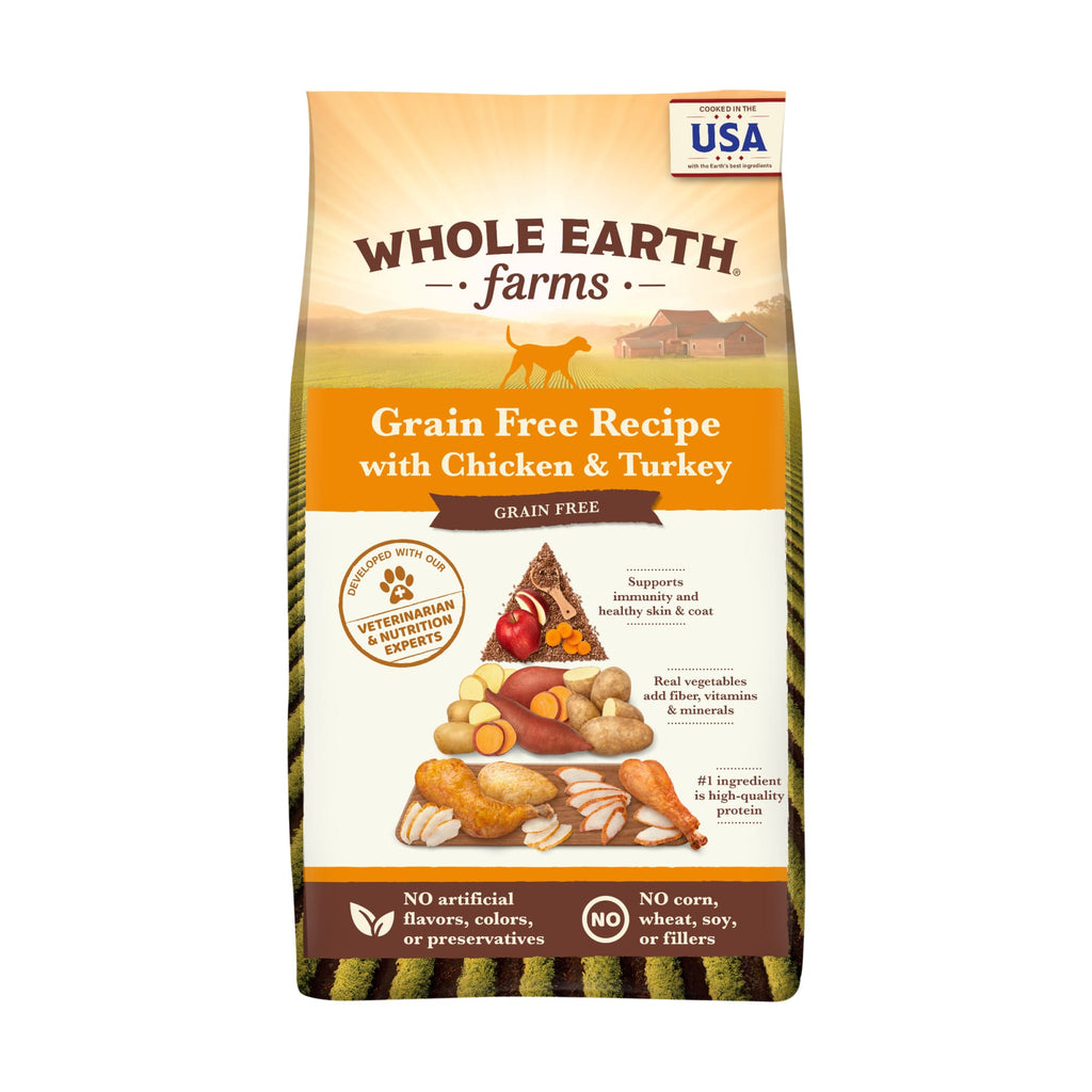 Whole Earth Farms Grain-Free Chicken & Turkey Recipe Dry Dog Food, 4 lb