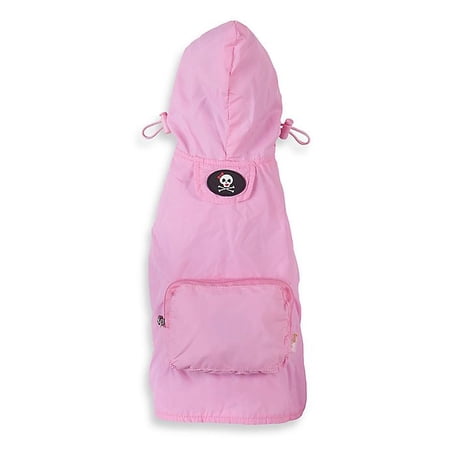 fabdogs Small Travel Girlie Skull Raincoat in Pink