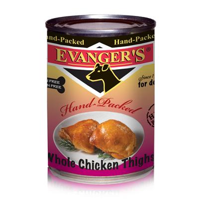 Evanger's Whole Chicken Thighs in Bone Broth for Dogs, 12 oz Can (Single or 12-Pack) Grain-Free Wet Food