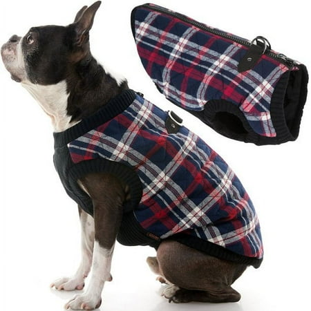 Gooby Fashion Vest Check Dog Jacket - White Check, X-Large - Warm, Water Resistant
