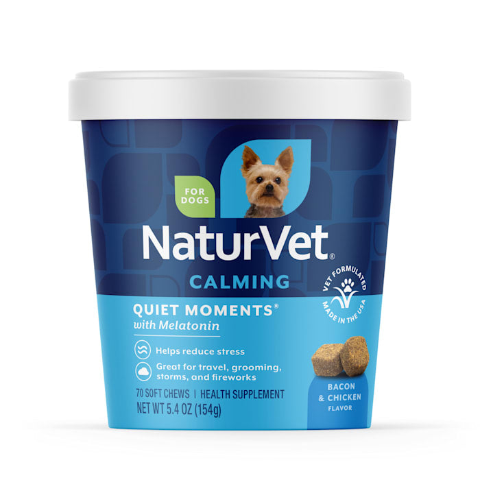 NaturVet Quiet Moments Calming Aid Plus Melatonin Dog Chews - 70 Pack