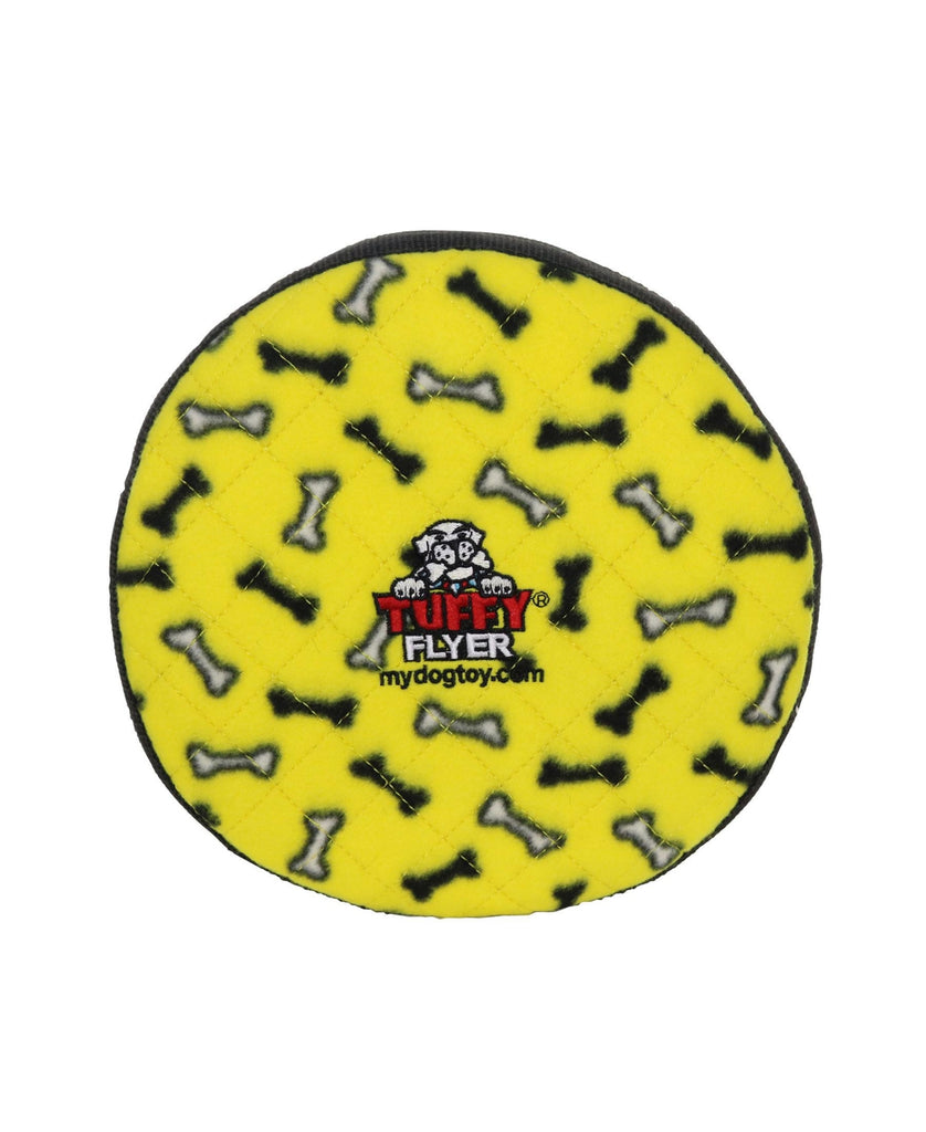 Tuffy Ultimate Flyer Yellow Bone Durable Plush Squeaky Do...