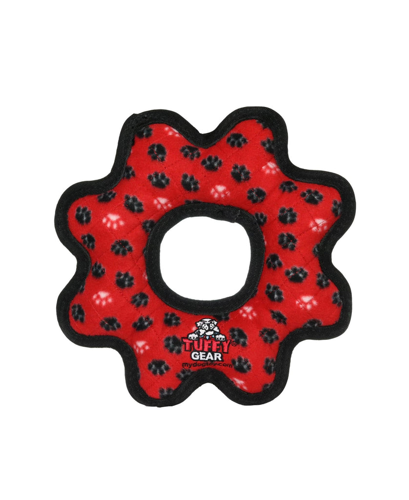 Tuffy Ultimate Gear Ring Red Paw Durable Plush Squeaky Do...