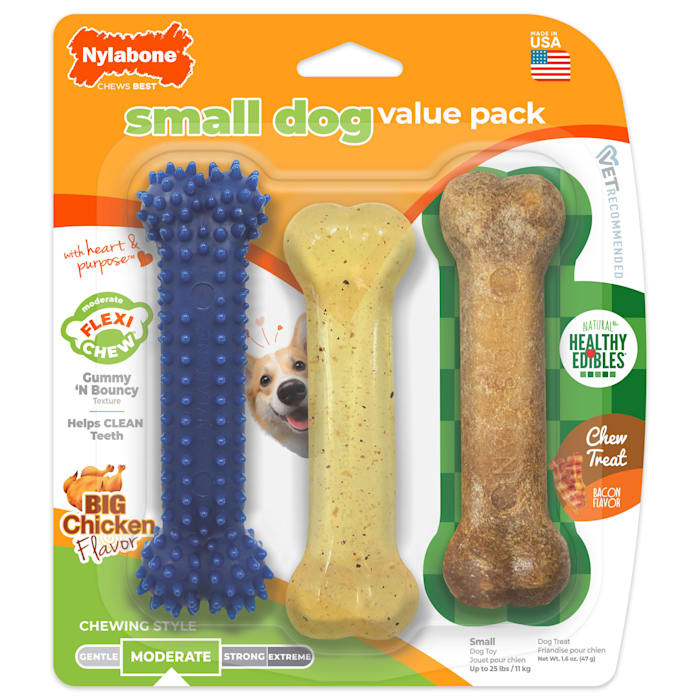 Nylabone Healthy Edibles and Flexi Chew Value Pack Bacon ...