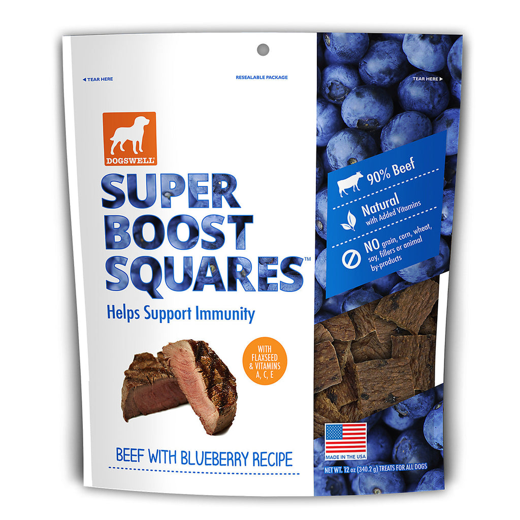 Dogswell Super Boost Squares Beef with Blueberry Dog Trea...