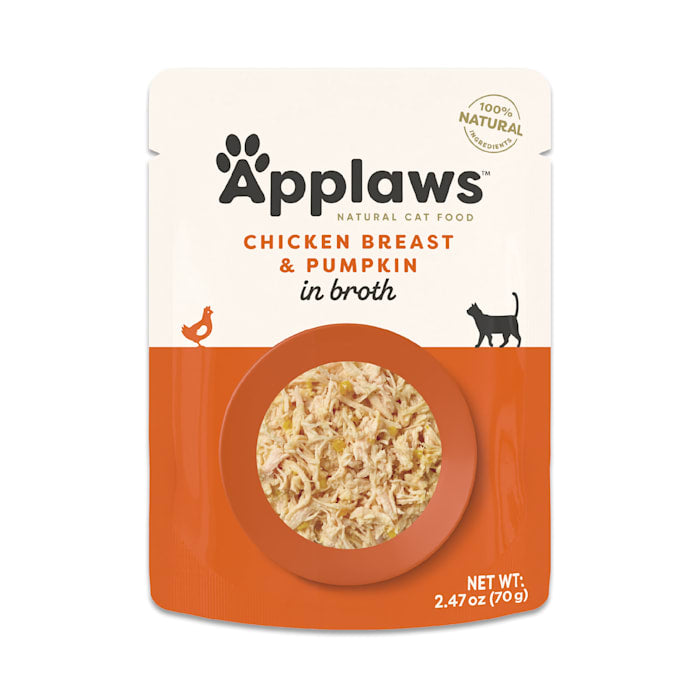 Applaws Cat Food Pouch - Chicken & Pumpkin in Broth, Grain-Free, 2.47 oz