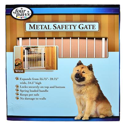 Four Paws Metal Walk-Thru Pet Gate - 36" Height, Adjustable Width 35-39" - Pressure Mounted Safety Gate