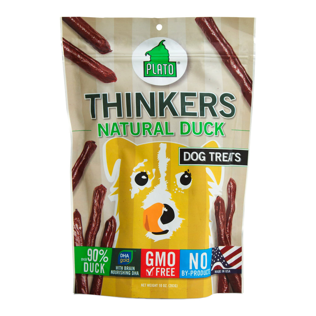 Plato Thinkers Duck Recipe Dog Treats - 10oz Duck Sticks for Brain Health