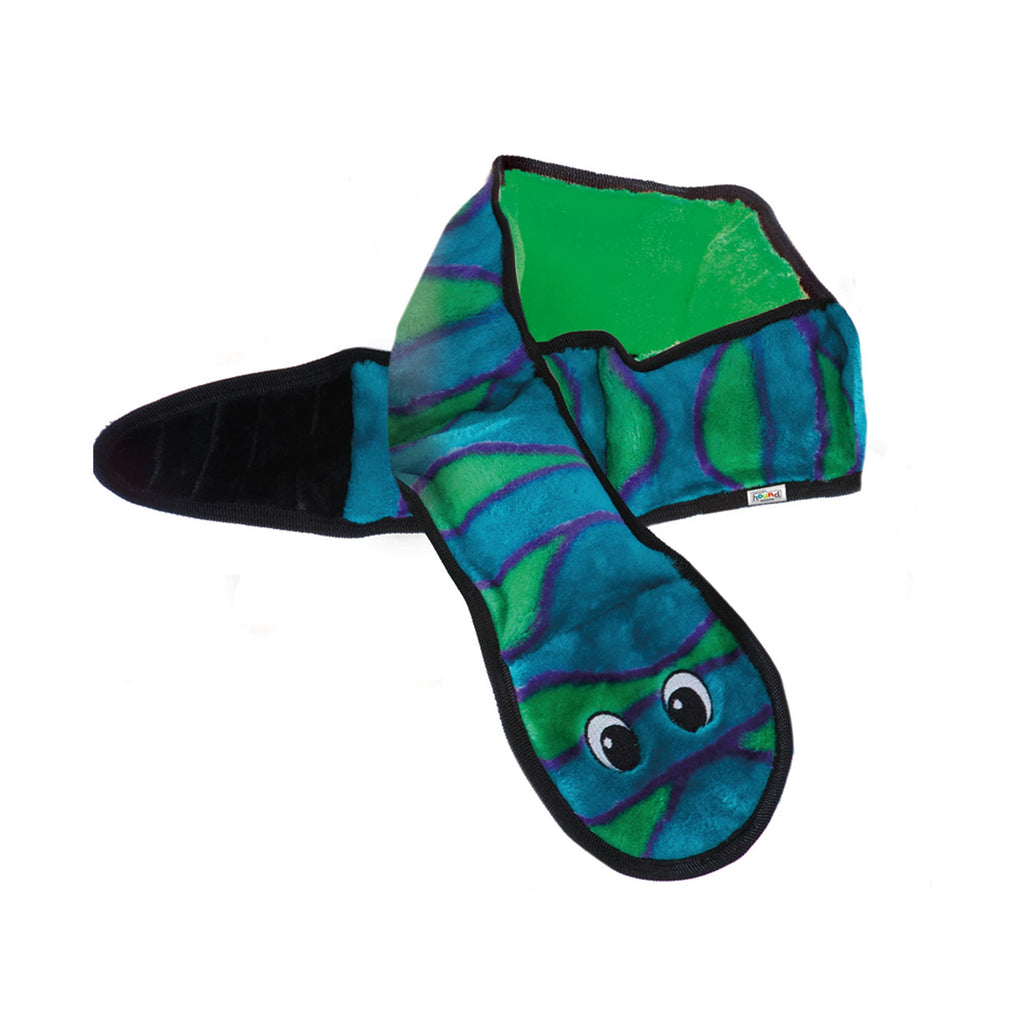 Outward Hound Invincibles Snake Dog Toy - Small, Blue & Green, Squeaky Plush
