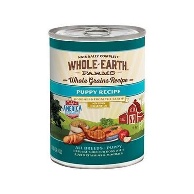 Whole Earth Farms Puppy Recipe Canned Dog Food, Whole Grains, 12.7 oz Can, Case of 12