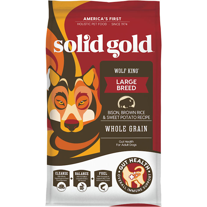 Solid Gold Wolf King Holistic Dry Dog Food, Bison, Brown Rice & Sweet Potato, Adult, 24 lb