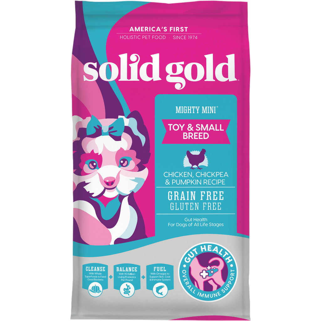 Solid Gold Mighty Mini Small Breed Dog Food - Chicken, Chickpea & Pumpkin Recipe - All Ages, Grain-Free, 11 lbs