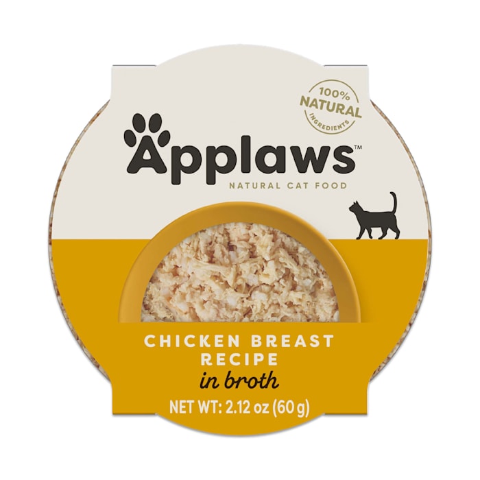 Applaws Cat Food Chicken Breast with Rice 2.12 oz (Case of 10) Easy Peel Top Dish, Tender Chicken in Broth Natural Complementary Pet Food