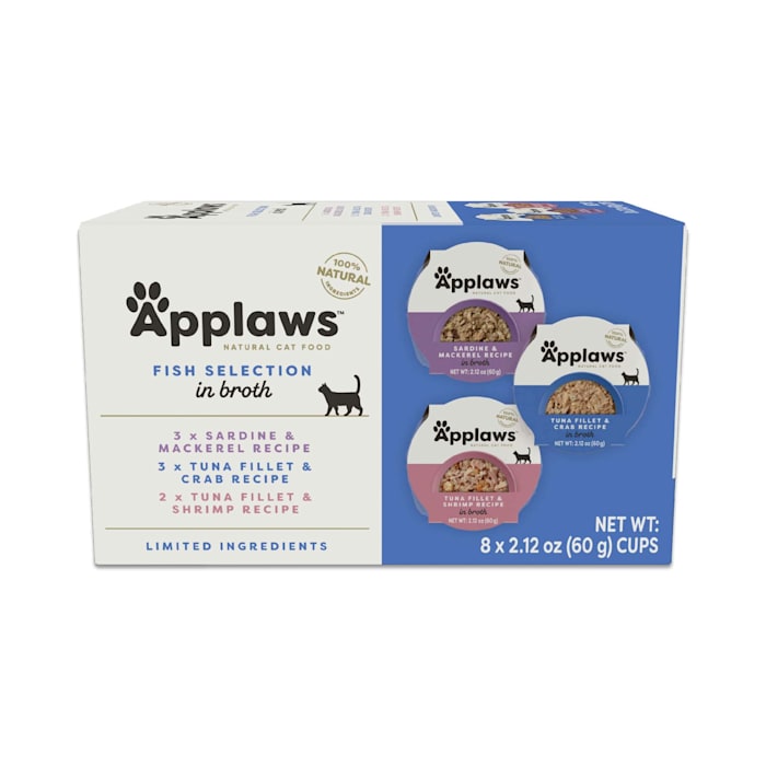 Applaws Natural Wet Cat Food Fish Selection Multipack 8 x 2.12oz Pots in Broth Limited Ingredient