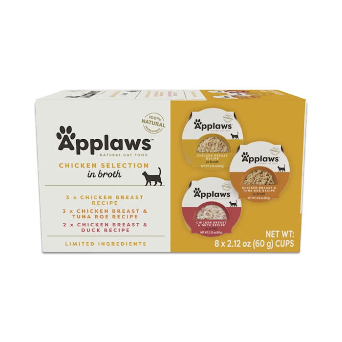 Applaws Cat Food Chicken Variety Pack in Broth, 8 x 2.12oz Pots, Natural Wet Food, Limited Ingredient Diet