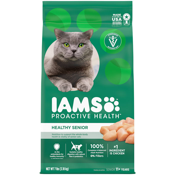 IAMS ProActive Health Healthy Senior Dry Cat Food with Chicken, 7 lb Bag