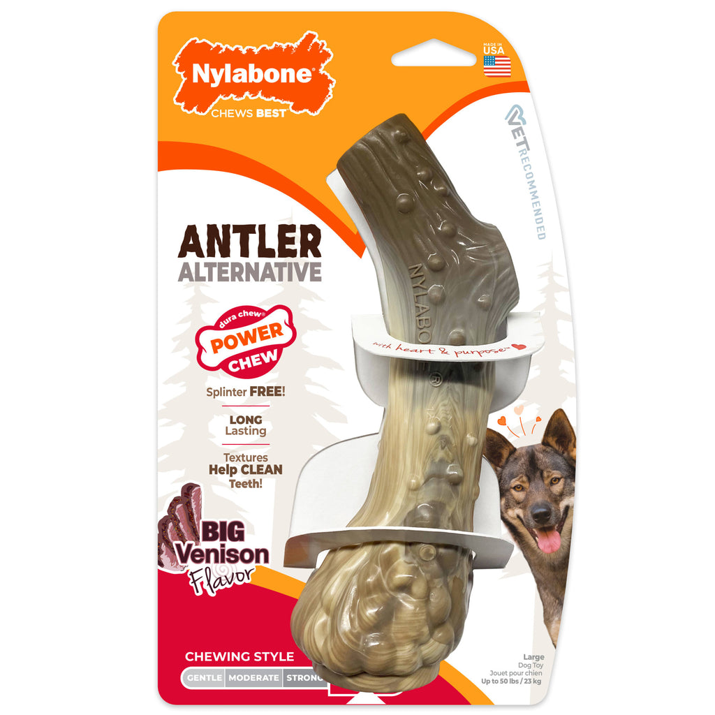 Nylabone DuraChew Antler Alternative Dog Toy, Large, Venison Flavor