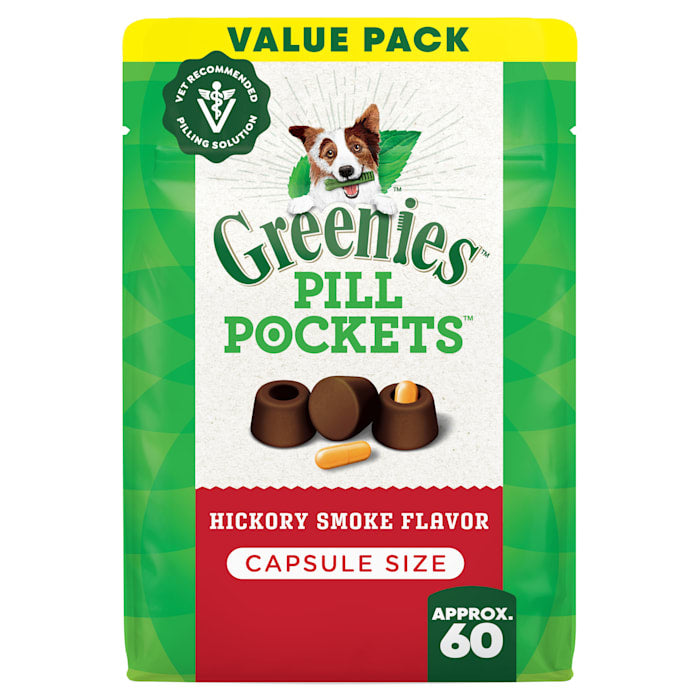 Greenies Pill Pockets Capsule Size, Hickory Smoke Flavor, Dog Treats, 15.8 oz (60 Count)
