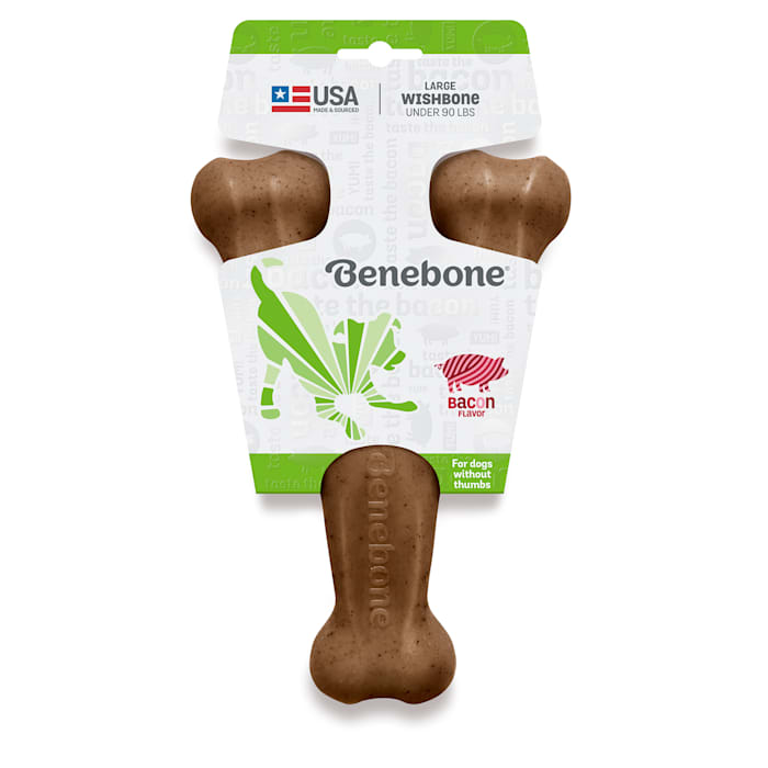 Benebone Wishbone Durable Dog Chew Toy, Bacon Flavor, Large