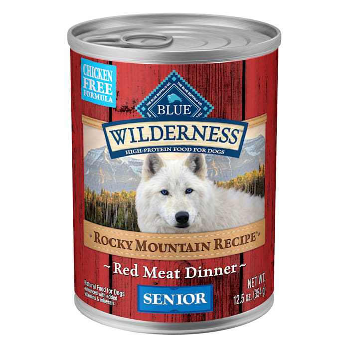 Blue Buffalo Wilderness Rocky Mountain Recipe Senior Wet Dog Food, Red Meat, 12.5 oz Cans (Pack of 12)