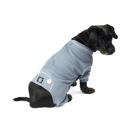 PetRageous Designs Thermal Pet Pajamas, S, Blue with White Stitching