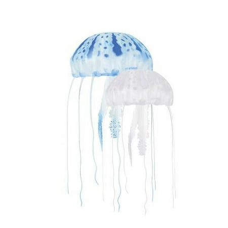AQUATOP Floating Jellyfish Aquarium Ornament - Blue/Clear - 2 Pack (2" & 3")