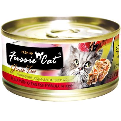 Fussie Cat Premium Tuna with Ocean Fish in Aspic, Grain-Free Wet Cat Food, 2.82 oz Can