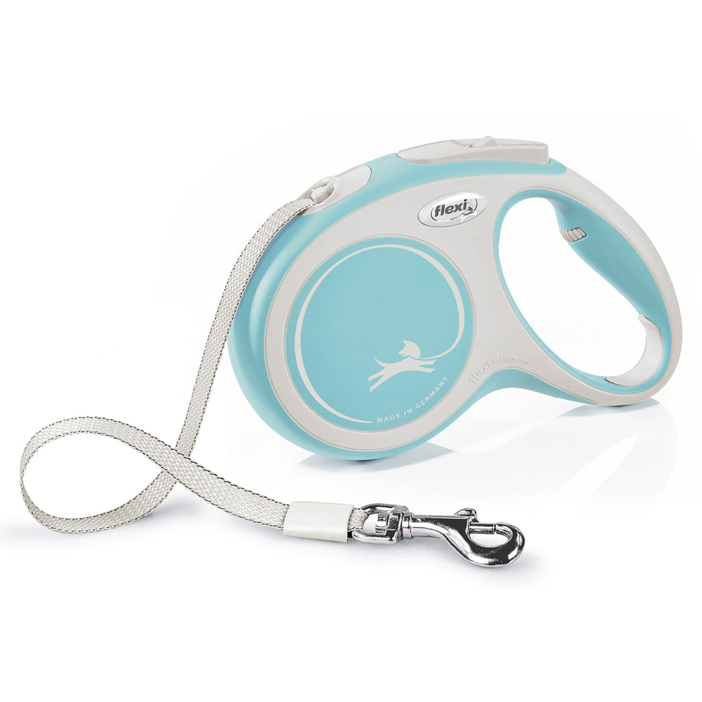 Flexi New Comfort Retractable Tape Dog Leash - Medium, 16 ft, Blue - Up to 55 lbs