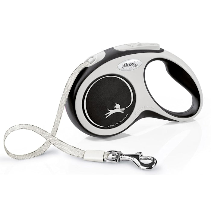 Flexi New Comfort Retractable Tape Dog Leash - Small, 16 ft, Grey - Up to 33 lbs