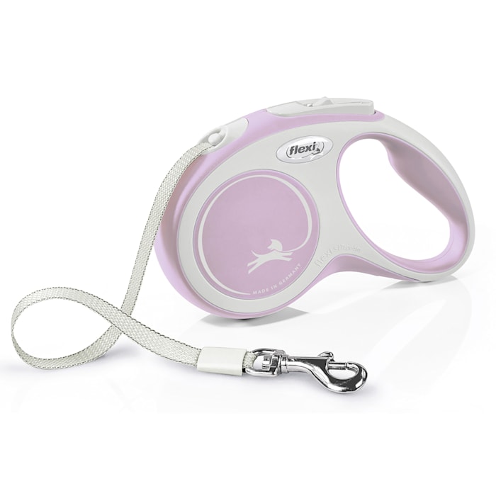 Flexi New Comfort Retractable Tape Dog Leash - Small, 16 ft, Pink - Up to 33 lbs