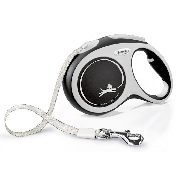 Flexi New Comfort Large Retractable Dog Leash, Tape, 16 ft, Grey, 132 lbs