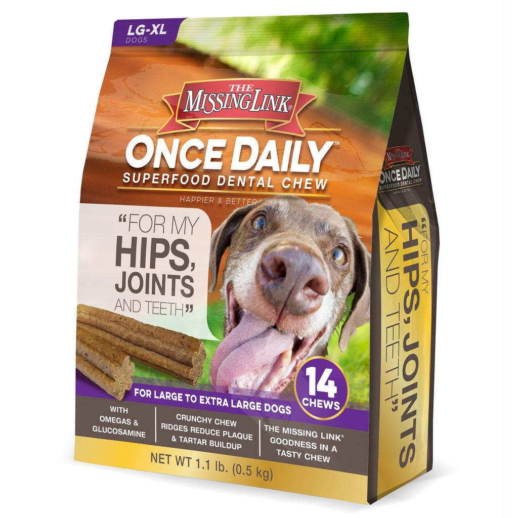 The Missing Link Once Daily Superfood Dental Chew - Hips, Joints & Teeth for Large/XL Dogs - 14 Chews (1.1 lb / 0.5 kg)