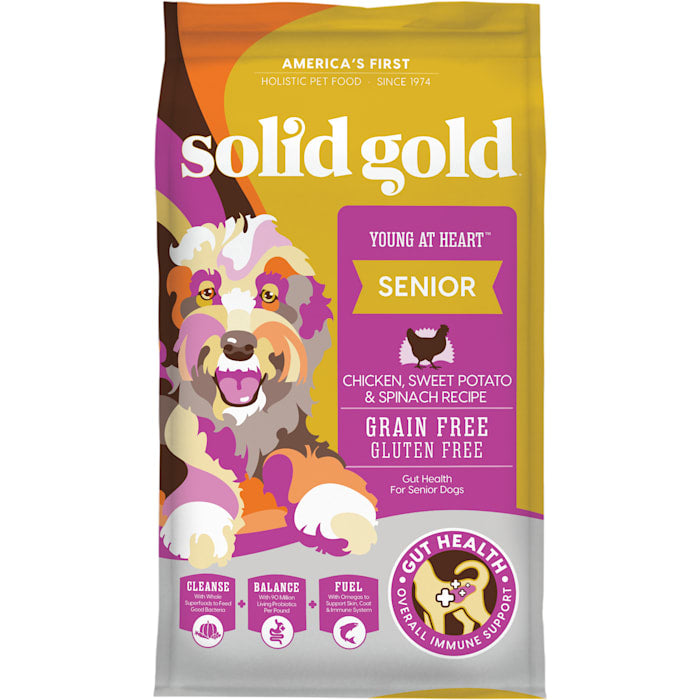 Solid Gold Young at Heart Senior Dog Food - Chicken, Sweet Potato & Spinach - Grain-Free