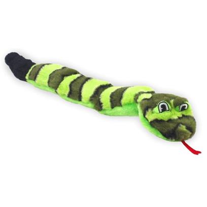 Kyjen Invincibles Snake Dog Toy - 3 Squeakers - Red/Yellow - 22 inch