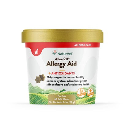 NaturVet Aller-911 Allergy Aid Plus Antioxidants Cat Soft Chews - 60 Count