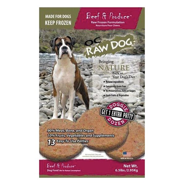 OC Raw Beef & Produce Patties Frozen Dog Food, 6 lb Bag