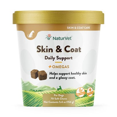NaturVet Skin & Coat Plus Breath Aid Dog Soft Chews, 70 Count