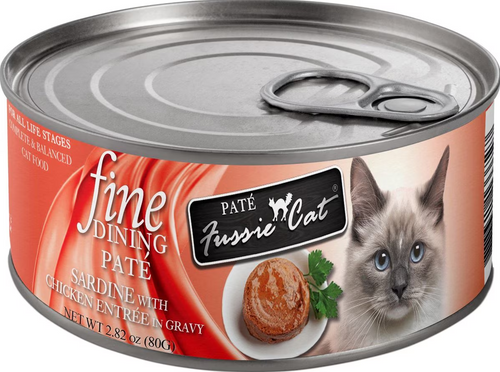 Fussie Cat Fine Dining Pate Sardine with Chicken Entrée Wet Cat Food, 2.82 oz Can