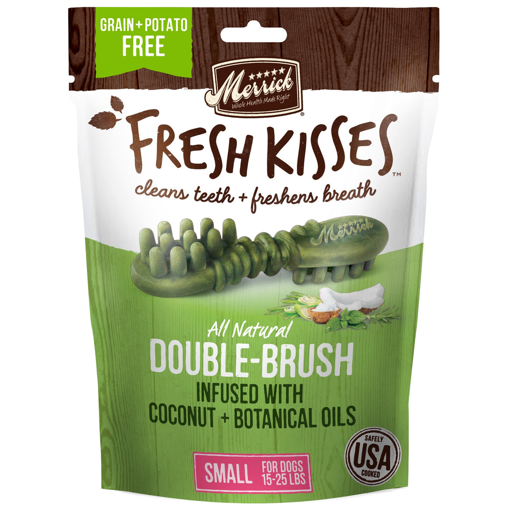Merrick Fresh Kisses Grain-Free Coconut Oil & Botanicals Small Brush Dental Dog Treats, 9 Ct