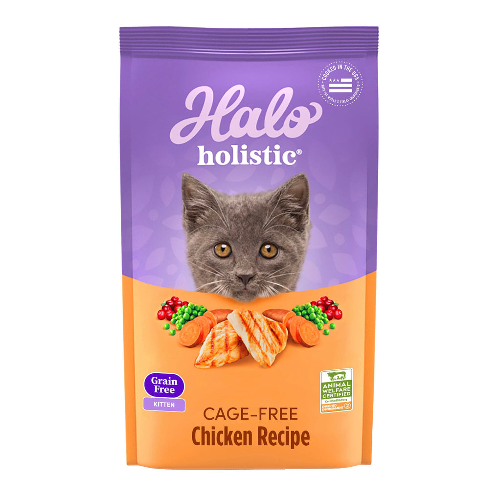 Halo Holistic Kitten Food, Cage-Free Chicken, Grain-Free, Digestive Health, 6 lb Bag