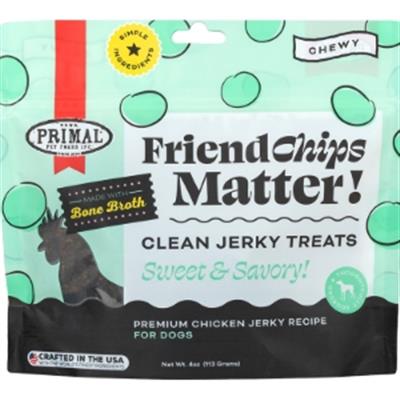 Primal FriendChips Matter Chicken & Bone Broth Jerky Dog Treats, 4 oz