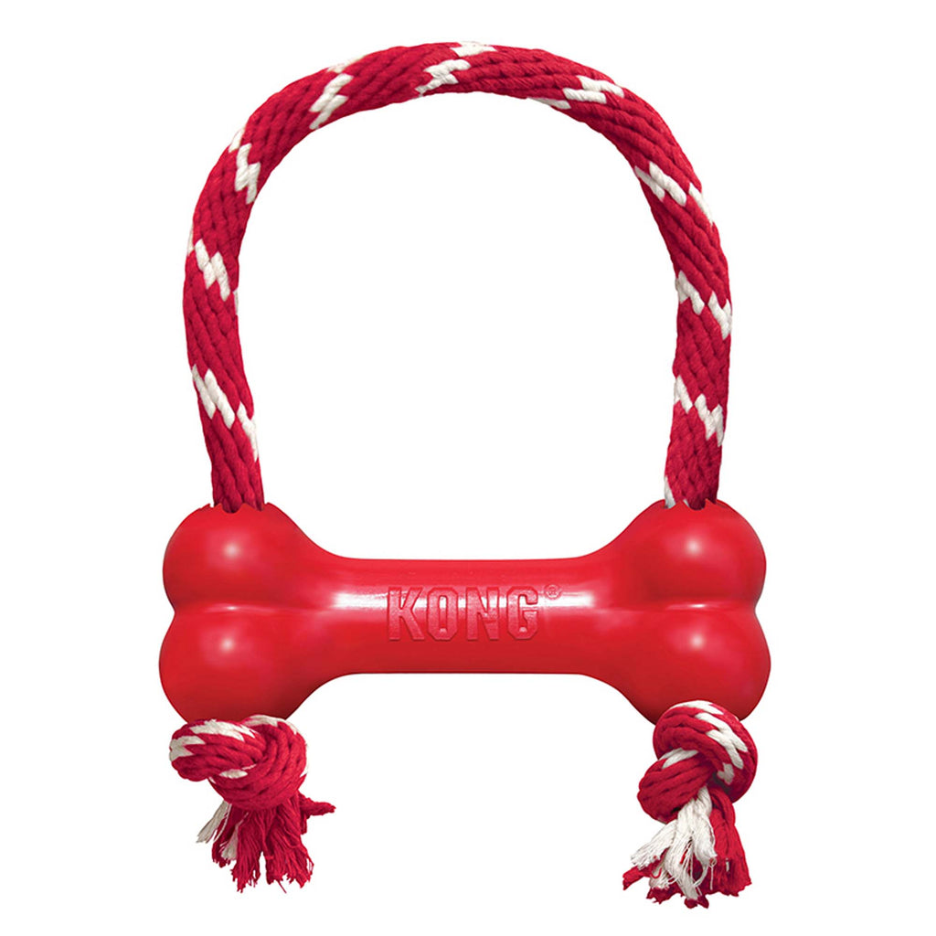 KONG Goodie Bone with Rope Dog Toy, Extra Small, Red Mult...