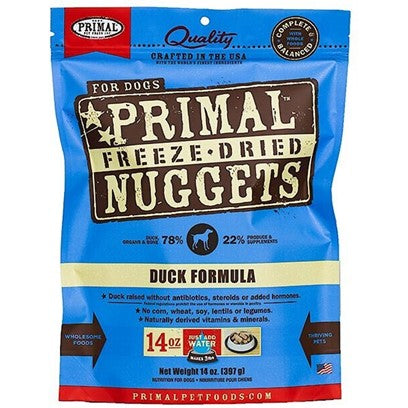 Primal Freeze Dried Raw Duck Formula Dog Food Nuggets, 14 oz