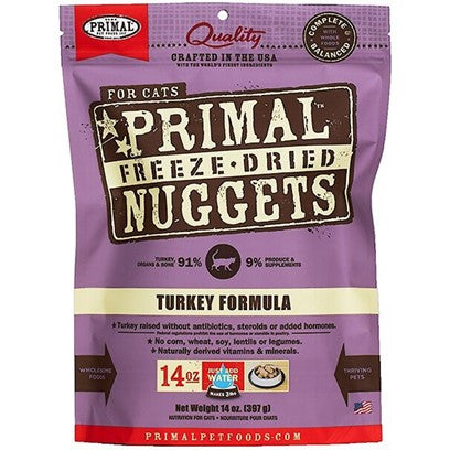 Primal Freeze-Dried Cat Food Turkey Formula Nuggets, 14 oz