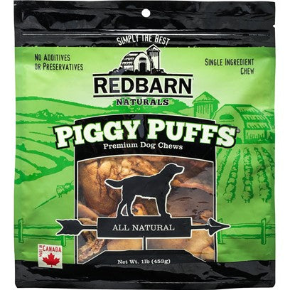 Redbarn Piggy Puffs Dog Treats - Natural Pork Skin, 1 lb Bag