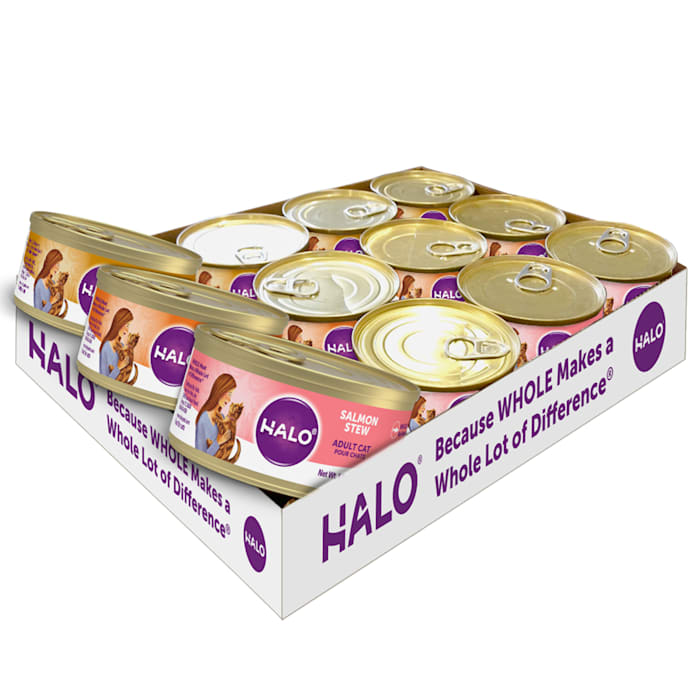 Halo Adult Wet Cat Food Variety Pack - Chicken, Salmon & Turkey Recipes - 5.5 oz, 12 Count