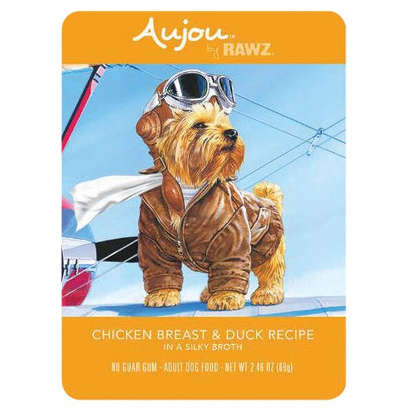 Rawz Aujou Chicken & Duck Pouch Dog Food, 2.5oz - Wet, Grain-Free Formula, Real Meat First Ingredient